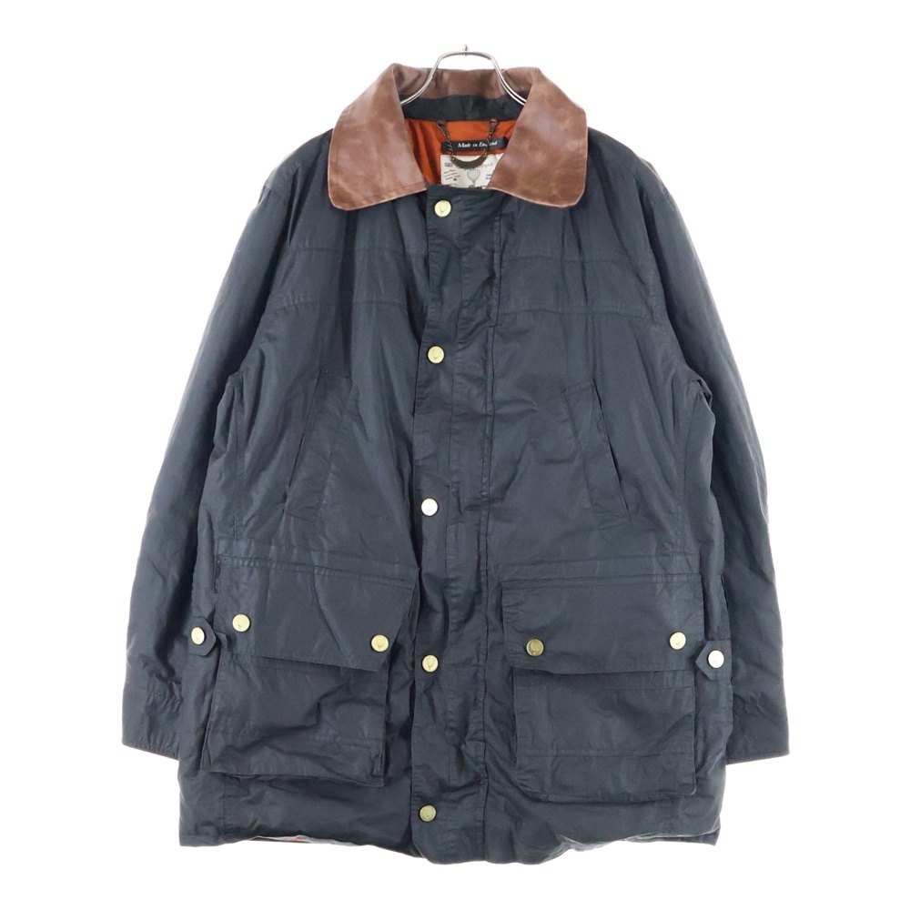 NO BRAND ノーブランド Robin Hood Waterproof Waxed Jacket 襟レザー オイルドジャケット ブラック/オレンジ拍卖