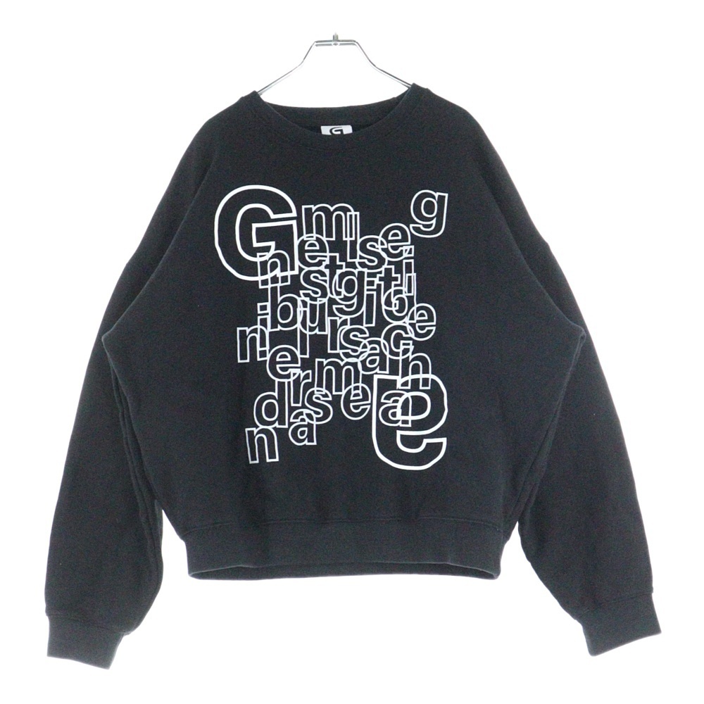 NO BRAND ノーブランド グラフィックロゴプリント クルーネック スウェットトレーナー ブラック拍卖