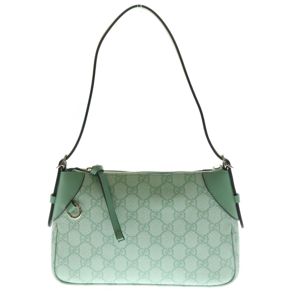 GUCCI グッチ GGスプリーム 2WAYショルダーバッグ ハンドバッグ ライトグリーン ゴールド金具 レザー×PVC 815218拍卖