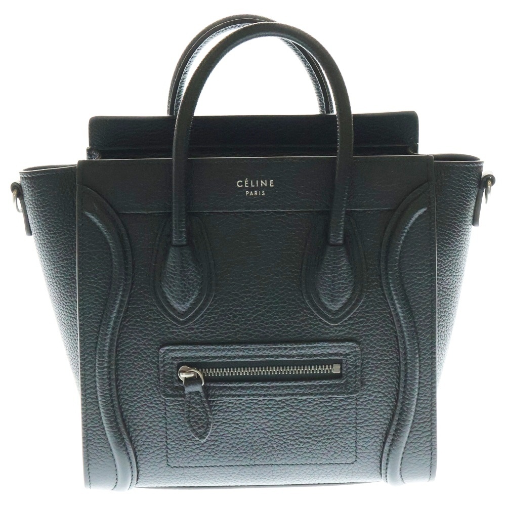 CELINE セリーヌ ラゲージ ナノ 2WAYバッグ ハンドバッグ ショルダーバッグ ブラック シルバー金具 レザー拍卖