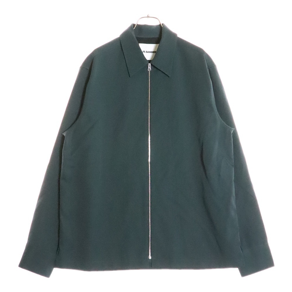 JIL SANDER ジルサンダー 22SS ウール ジップシャツ ブルゾン ジャケット シャツ グリーン JSMU601032MU20290021拍卖