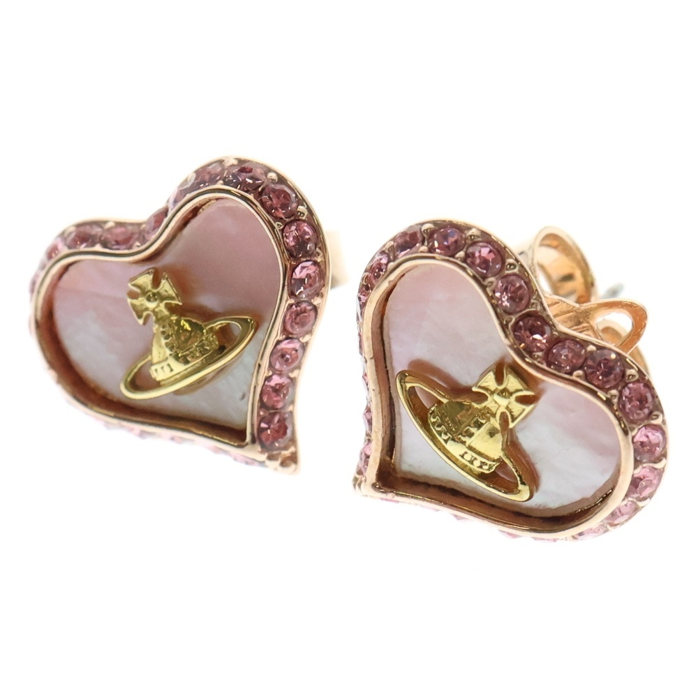 Vivienne Westwood ヴィヴィアンウエストウッド Petra ペトラ ラインストーン付き ハート オーブ スタッドピアス ピンク拍卖