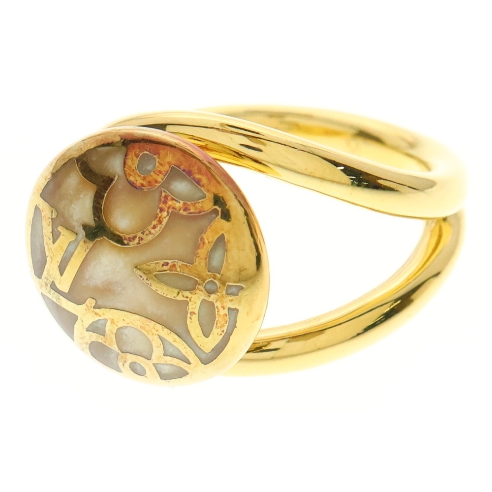 LOUIS VUITTON ルイヴィトン フラワー バーグセレストローズ リング 指輪 GP ゴールド×ベージュ M拍卖