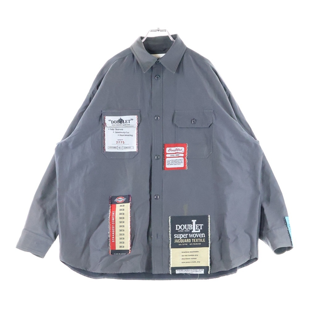 doublet ダブレット DEADSTOCK FLASHER JACQUARD SHIRT デッドストックフラッシャー ジャガード長袖シャツ グレー 18SS03Bl61拍卖