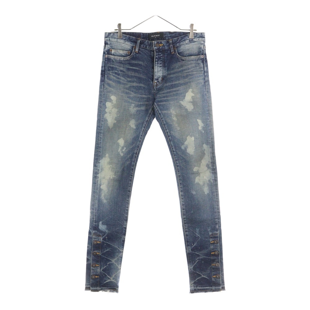 MLVINCE(メルヴェンス)TYPE-1 SLIM DAMAGE JEANS タイプ1 ダメージ加工 裾ボタン スリムフィット デニムパンツ インディゴ拍卖