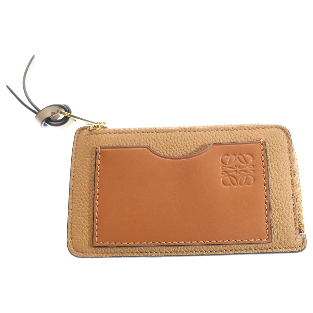LOEWE ロエベ アナグラム フラグメントケース カードケース 小物入れ ブラウンゴールド金具 レザー拍卖