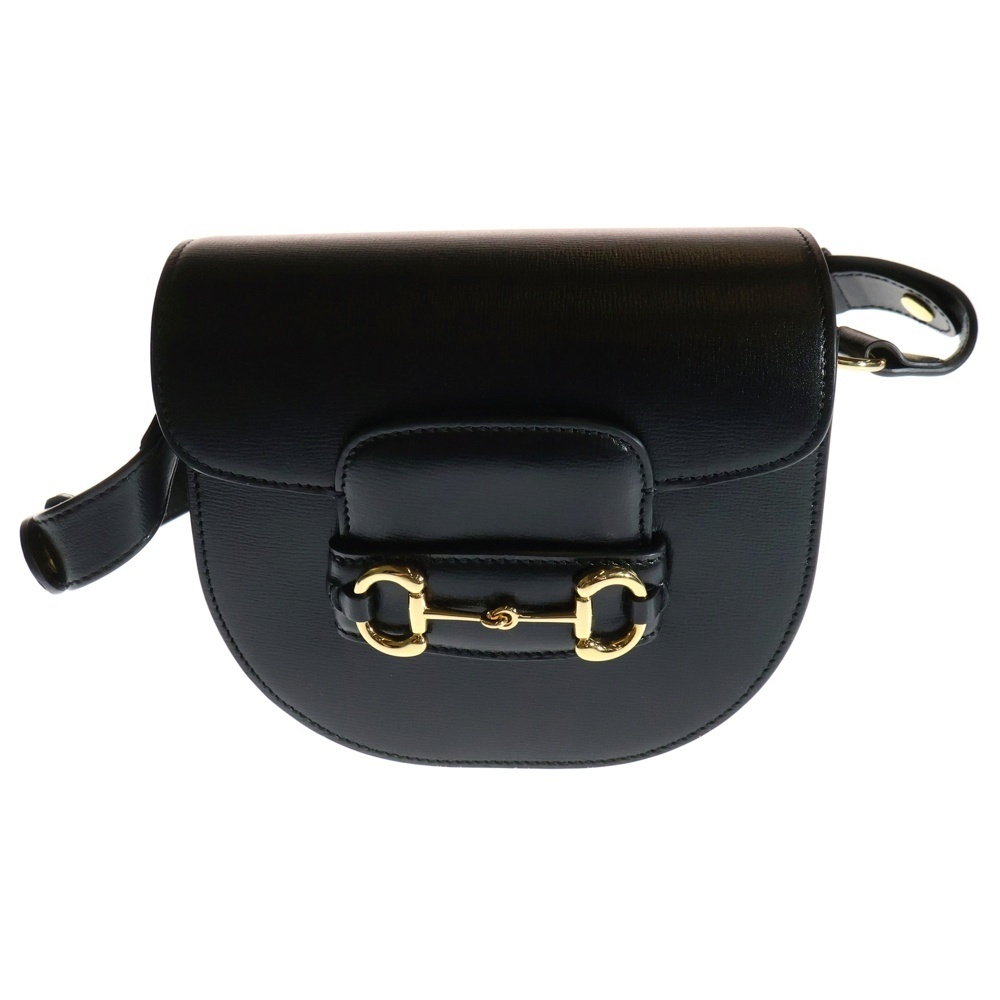 GUCCI グッチ ホースビット1955 ミニ ショルダーバッグ ブラック レザー ハンドバッグ 760191拍卖