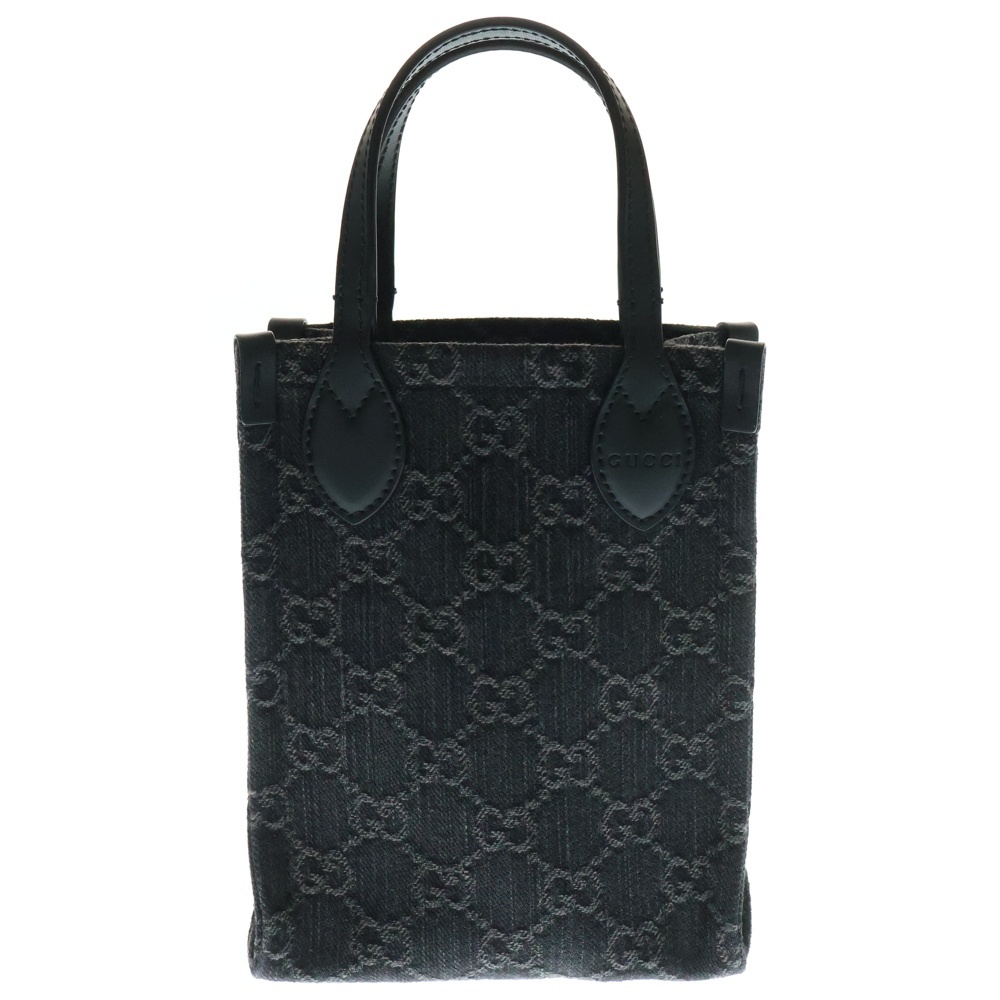 GUCCI グッチ GGデニム 2way ハンドバッグ ショルダーバッグ ブラック キャンバス×レザー 773730拍卖