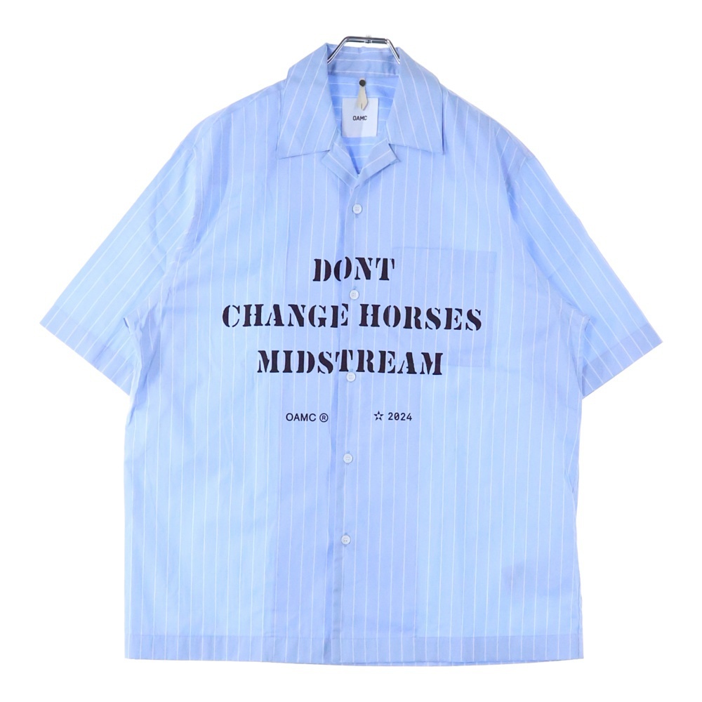 OAMC オーエーエムシー Kurt Stripe Shirt カート ストライプ 半袖シャツ ブルー 24E280AU98拍卖