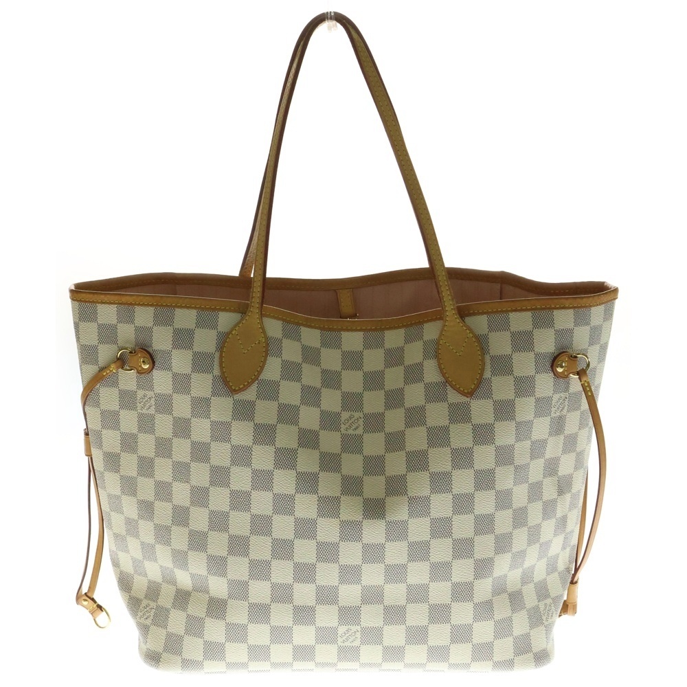 LOUIS VUITTON ルイヴィトン ダミエアズール ネヴァーフルMM トートバッグ ハンドバッグ アイボリー レザー×PVC ゴールド金具 N40604拍卖