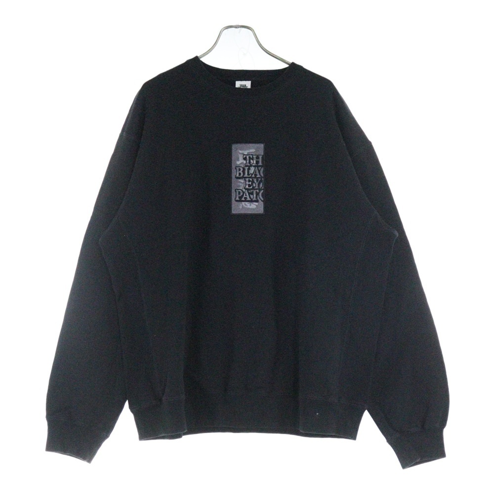 THE BLACK EYE PATCH ブラックアイパッチ 取扱注意 センターパッチ バックプリント クルーネック スウェット トレーナー ブラック拍卖