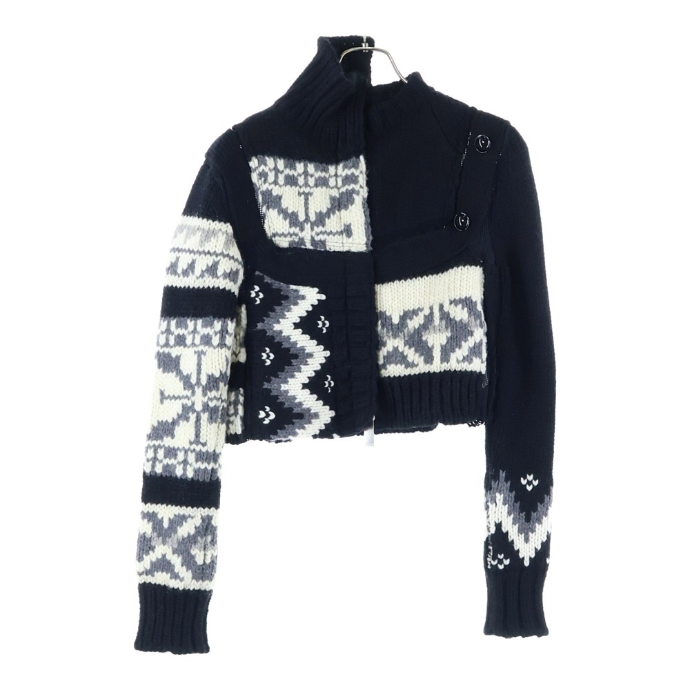 Sacai サカイ 22AW ノルディック パッチワークデザイン ニットカーディガン ブラック 22-06285拍卖