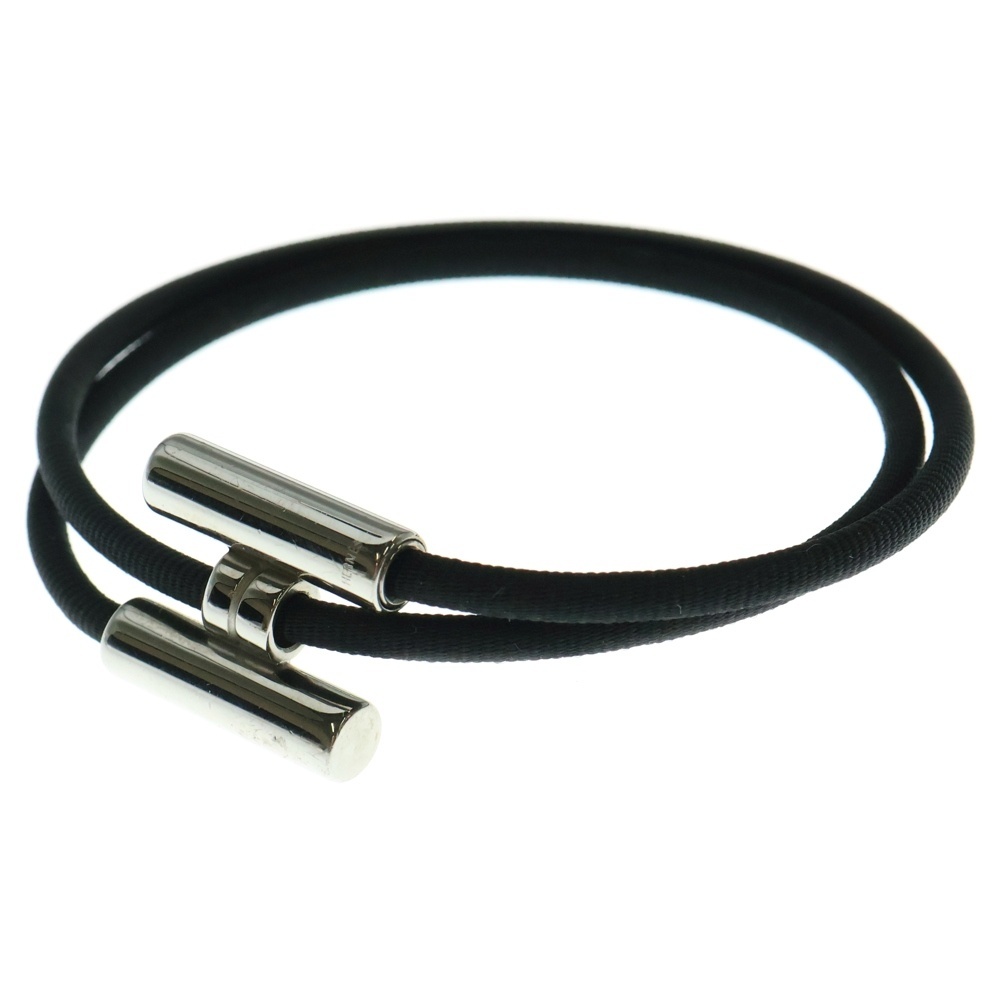 HERMES エルメス トゥルニ トレッセ ブレスレット ブラック/シルバー拍卖