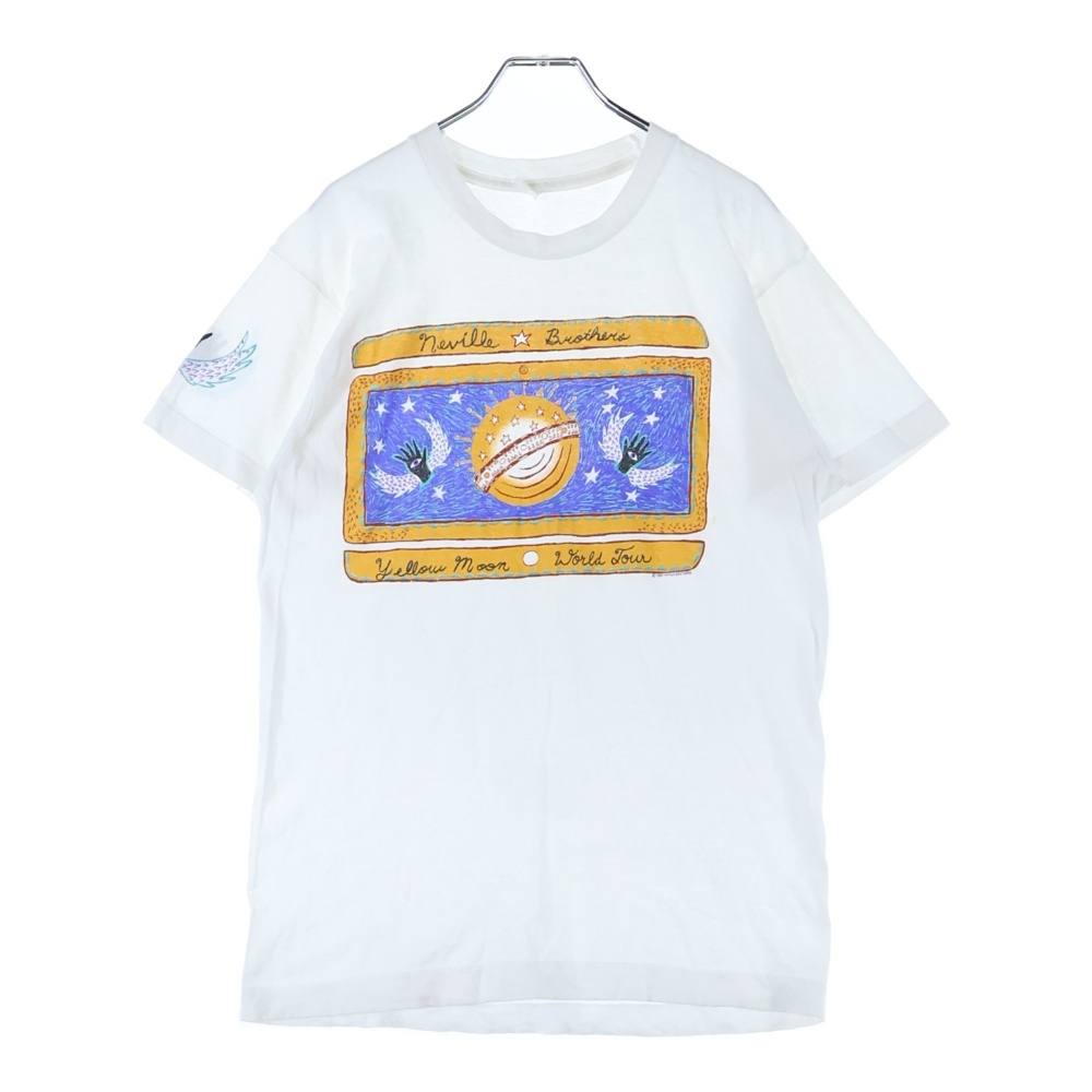 ヴィンテージ 80s NEVILLE BROTHERS YELLOW MOON WORLD TOUR 1989 ネビルブラザーズ ワールドツアー 半袖Tシャツ カットソーホワイト拍卖