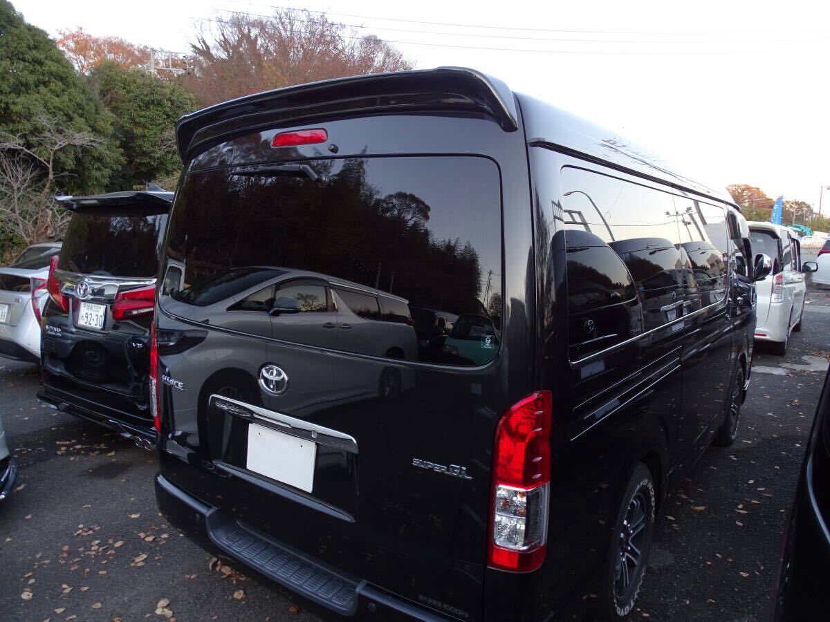 商品製造工場紹介動画付 ハイエース 200系 1型2型3型4型5型6型 ワイド専用 リアスポイラー 純正 ルーフ装着 純正プレシャスブラック 黒 209拍卖