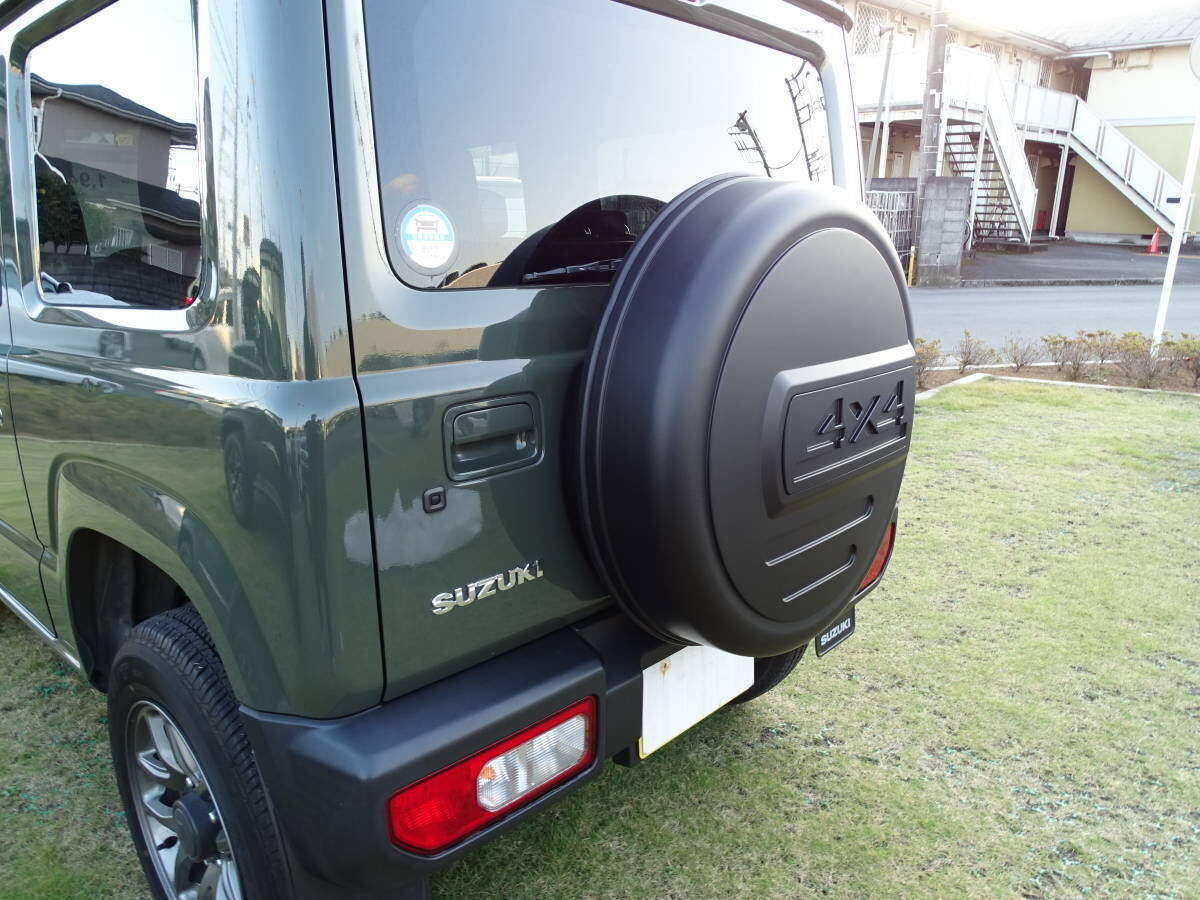 紹介動画付 スズキ ジムニー JB23系 JB64系 マットブラック 艶消し黒 リア 背面 スペア タイヤ カバー 175/80R16 適合 4X4プレート付き拍卖