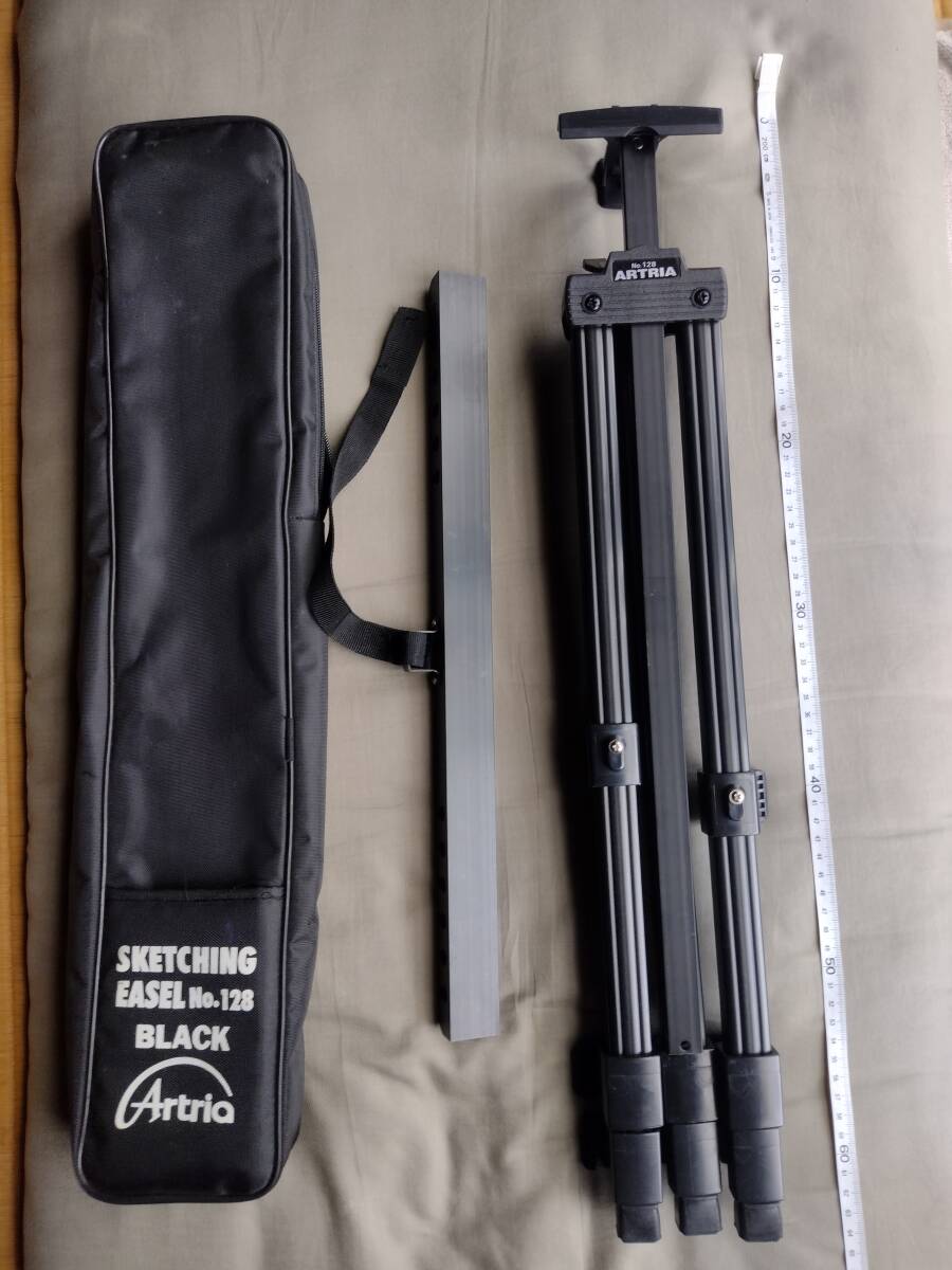 スケッチングイーゼル SKETCHING EASEL No.128 ブラック 画材 キャンバス Artria 折り畳み 三脚 イーゼル 美術 アルミ製 即決拍卖
