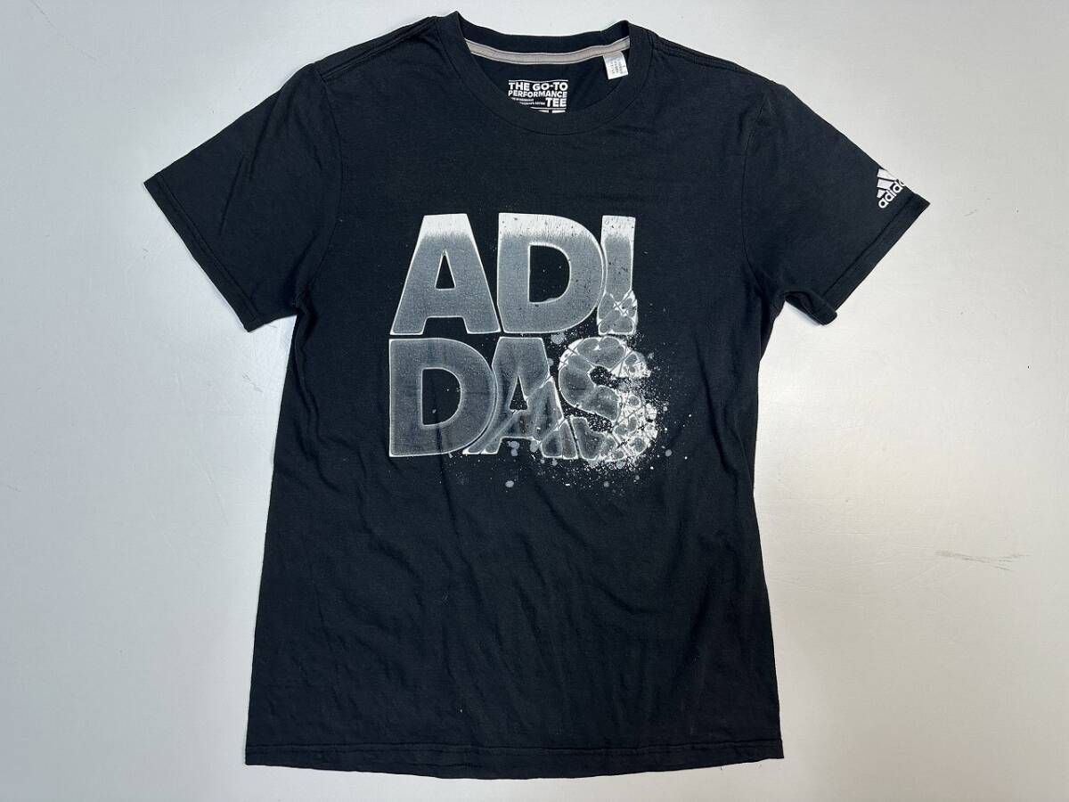 ☆US古着【S】adidas アディダス スポーツTシャツ ドライ 速乾 プリント ブラック黒 ◆5112◆拍卖