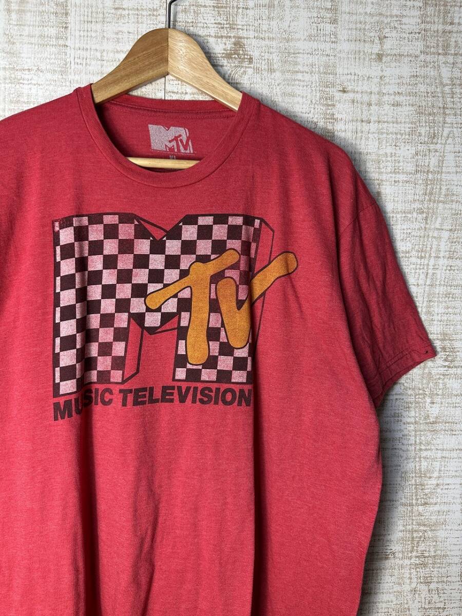 ☆US古着【XL】ビッグサイズ MTV エムTV プリント Tシャツ レッド赤 コットンポリエステル ◆5117◆拍卖