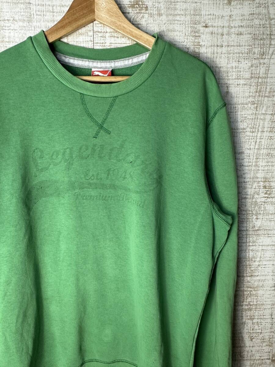 ☆US古着 PUMA プーマ スウェット ロゴ プリント 長袖 グリーン緑 裏起毛【L】コットンポリ ◆5138◆拍卖