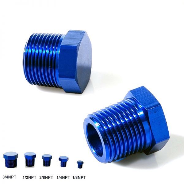 メクラキャップ 3/4 NPT ブルー アルマイト 汎用 フィッティング オイルクーラー 水温センサー :17 C1 N拍卖