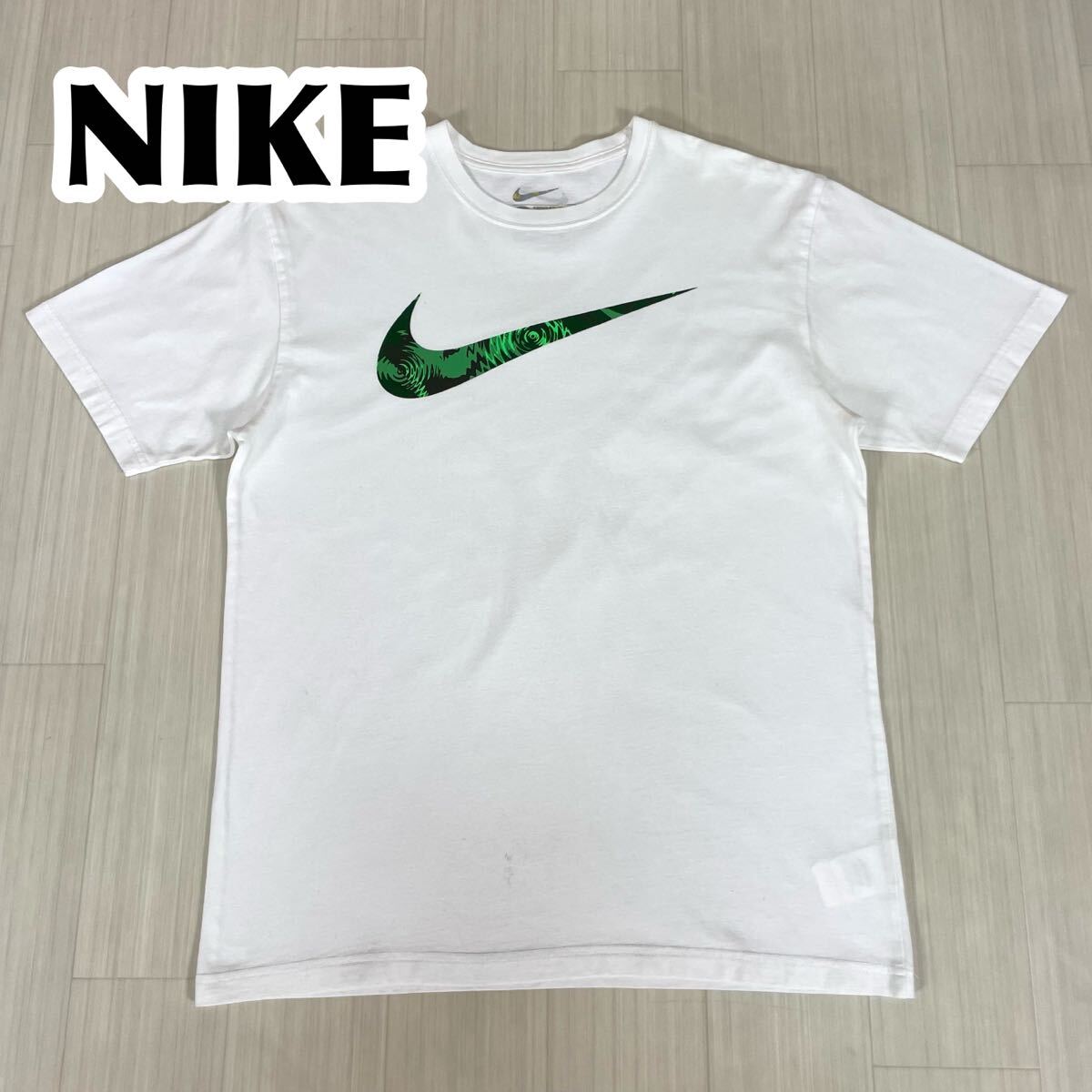 NIKE ナイキ 半袖 Tシャツ M ホワイト 白 プリント ビッグスウッシュ拍卖