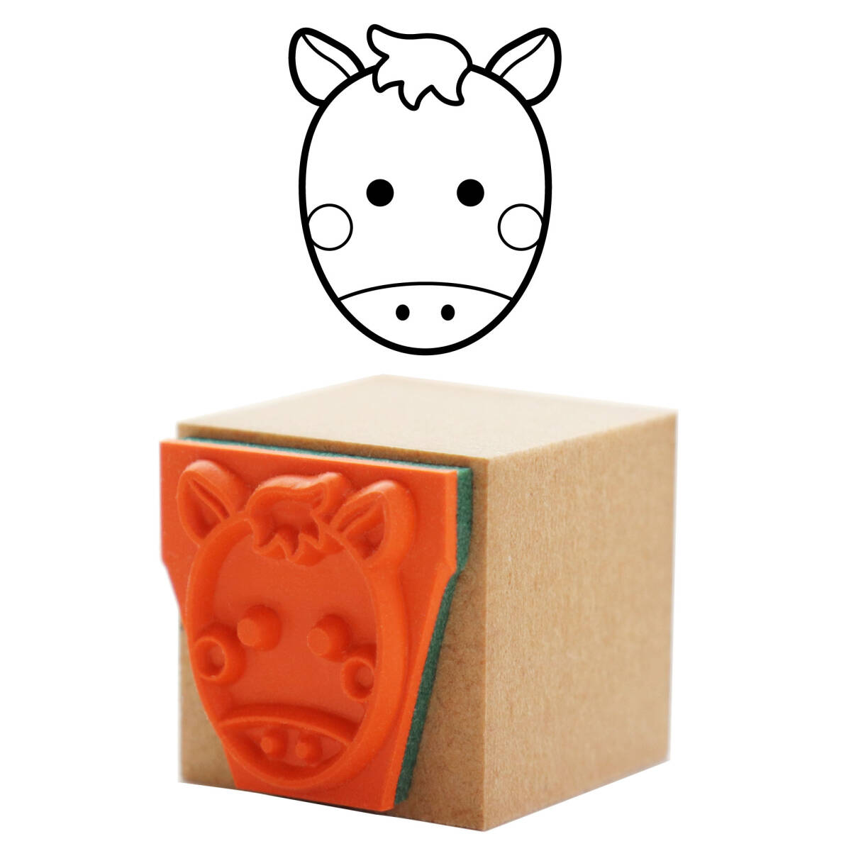 ハンコ 馬(ウマ) かわいいスタンプ・はんこ・ゴム印 干支・動物 印影サイズ:縦1.65cm、横1.37cm拍卖