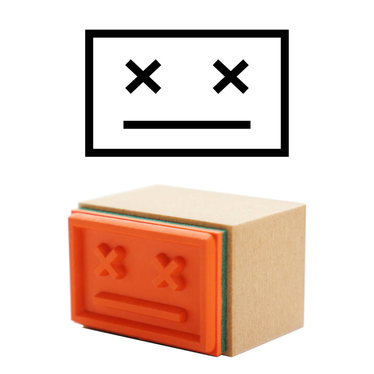 ハンコ 参った顔(降参) かわいいスタンプ・はんこ・ゴム印 印影サイズ:縦17mm、横27mm拍卖