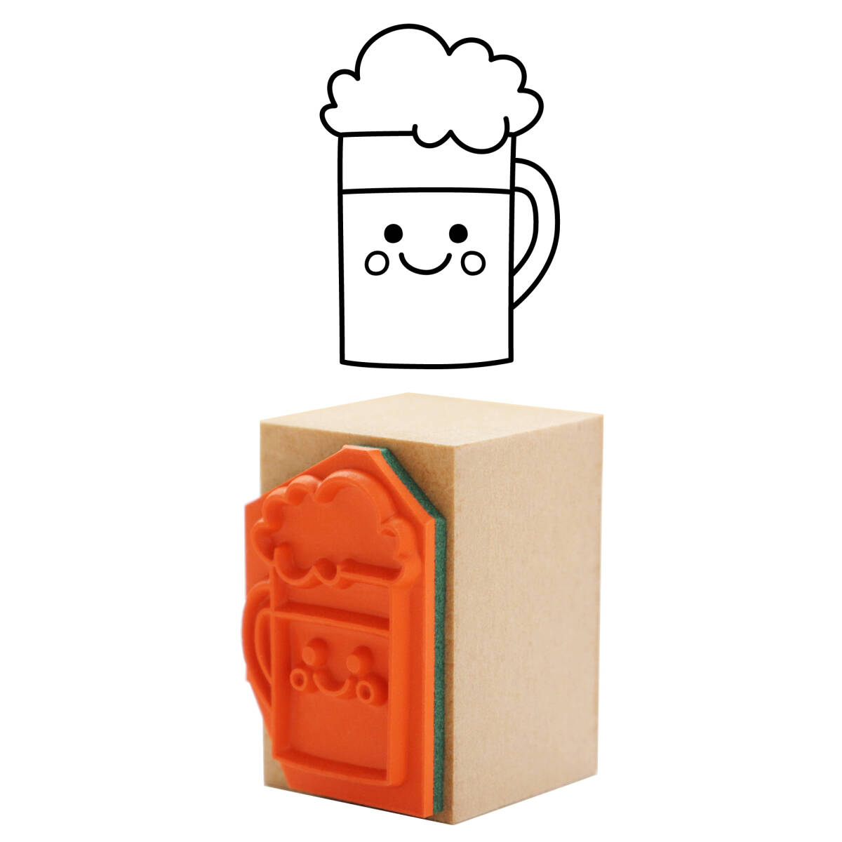 ハンコ ビールジョッキ お酒のかわいいスタンプ・はんこ・ゴム印 印影サイズ:縦24mm、横17mm拍卖