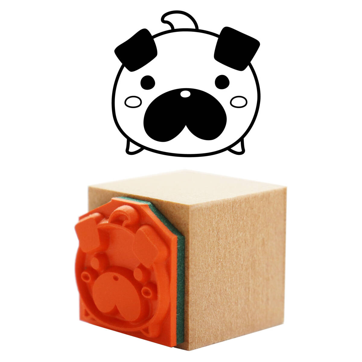 ハンコ パグ犬 かわいい動物 スタンプ・はんこ・ゴム印 印影サイズ:縦17mm、横17mm拍卖