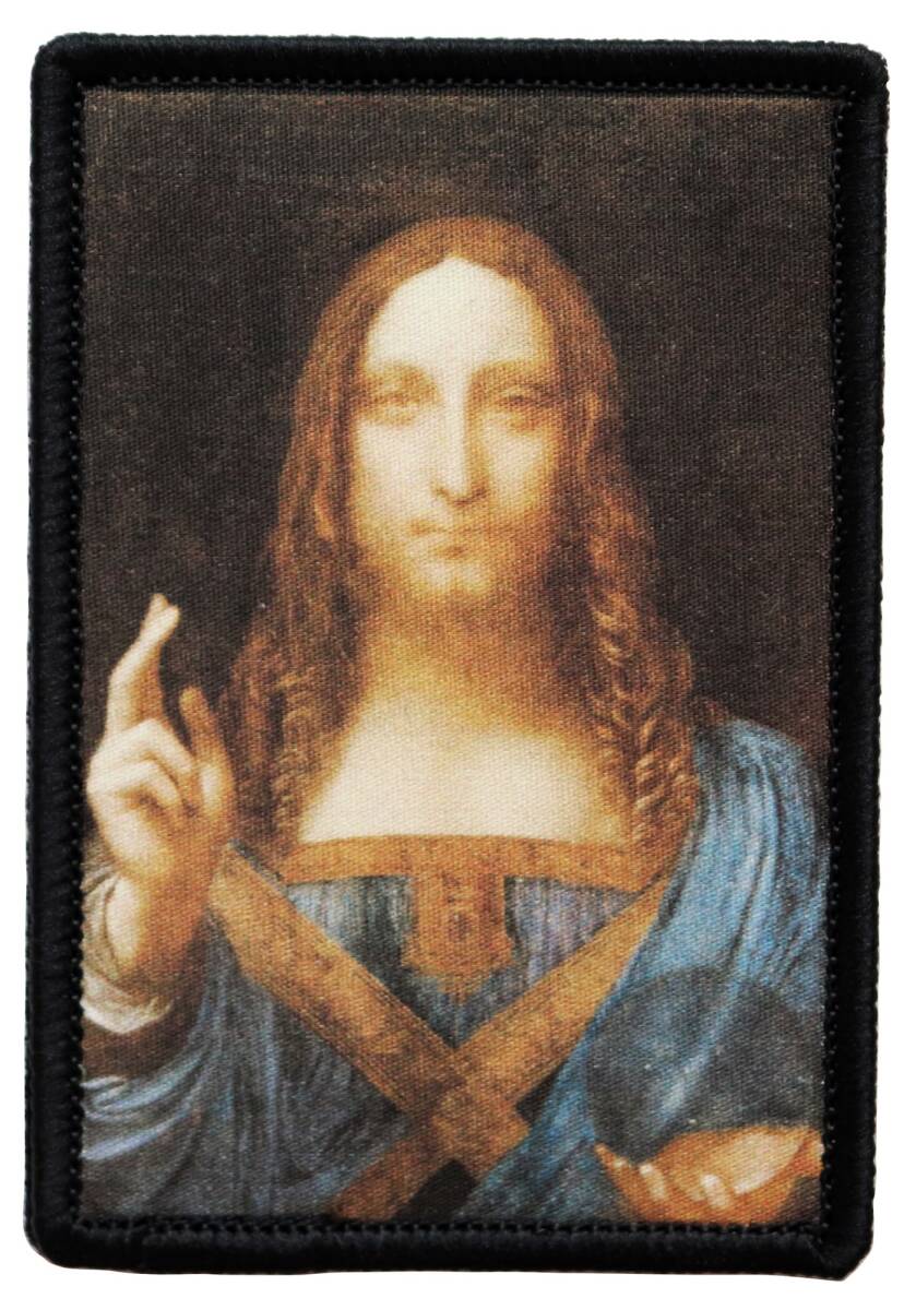 ワッペン キリスト ダヴィンチの絵画 サルバトール・ムンディ マジックテープ着脱拍卖