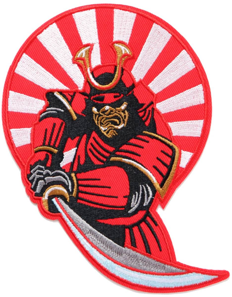 ワッペン 武者・侍・武士 アイロン接着 刺繍パッチ 説明書(日本語)付き拍卖