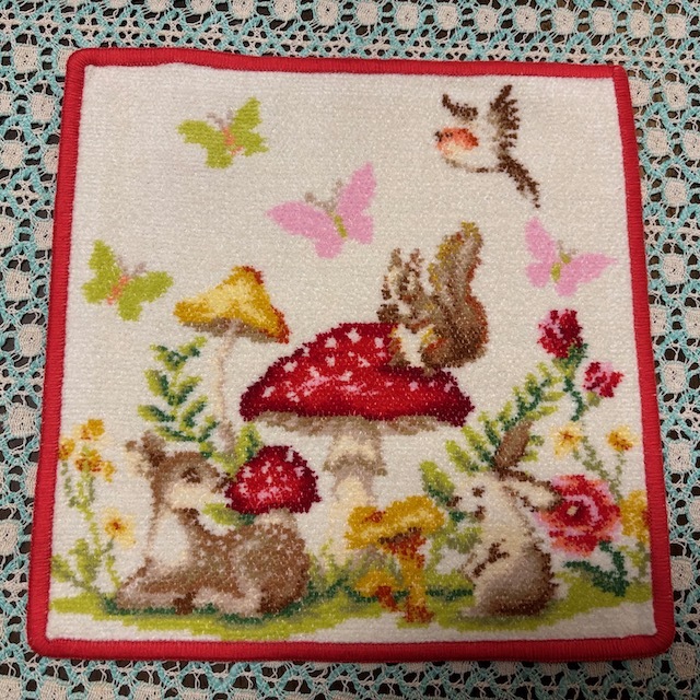 ★新品 フェイラー FEILER タオルハンカチ Magical Forest マジカルフォレスト 赤・レッド シュニール織拍卖
