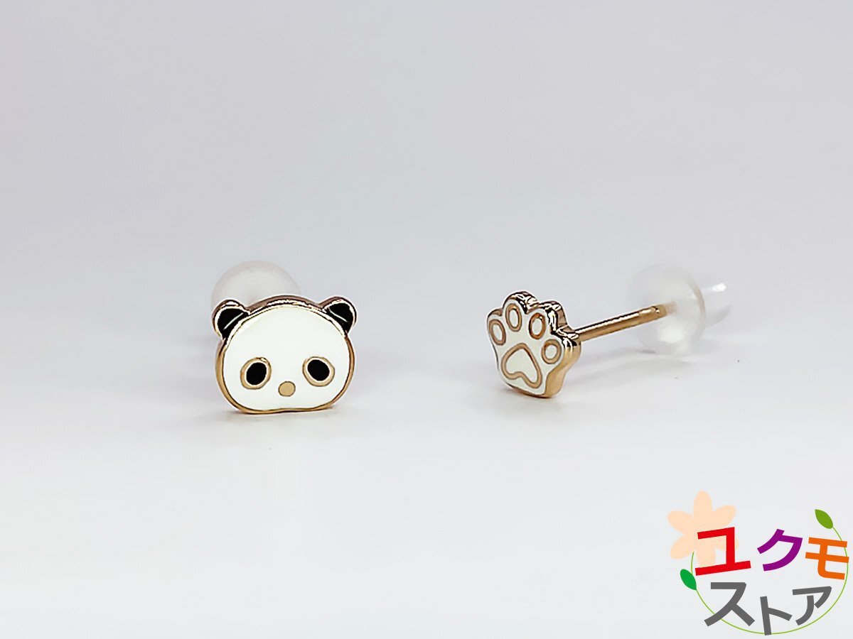 【送料無料】 美品 K18PG スタッドピアス パンダ 肉球 モチーフ ピンクゴールド ピアス 750 PG 18金 かわいい拍卖