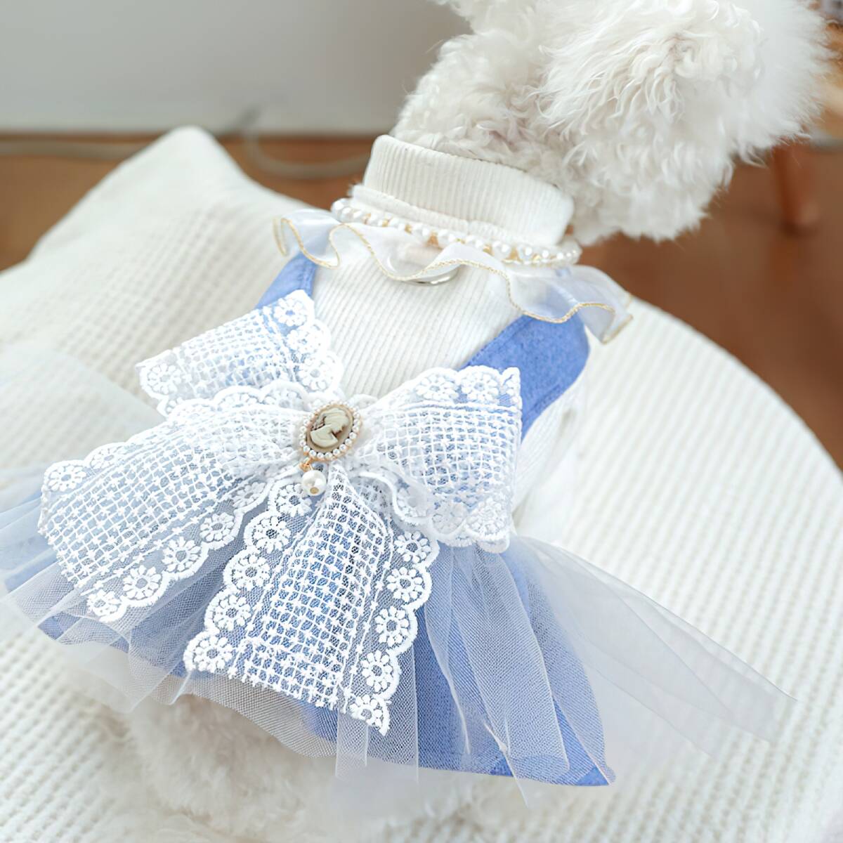 犬服 ワンピース 秋冬着物 可愛いスカート 前開き 柔らかい 暖かい ドッグウェア パール ちょう結び フック付き 犬猫用 おしゃれペット 拍卖