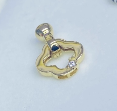K18YG WG クローバー 四ツ葉 18K イエローゴールド 18金 チャーム ネックレスパーツ 留め具 留め金具 クリッカー クラスプ コマ パーツ拍卖
