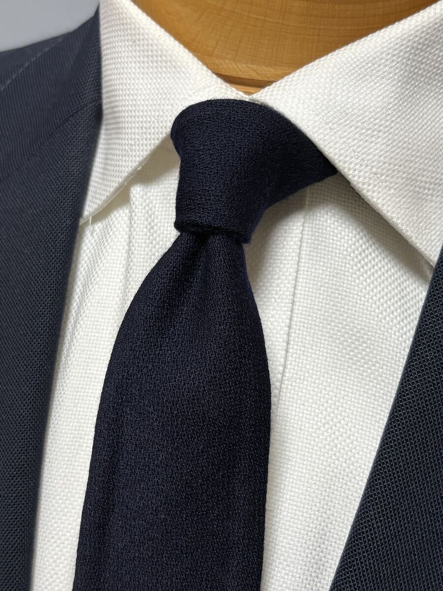 【美品希少】ミラショーン ネイビー ウールネクタイ イタリア製 大剣約8.5cm WOOL100% 厳選拍卖
