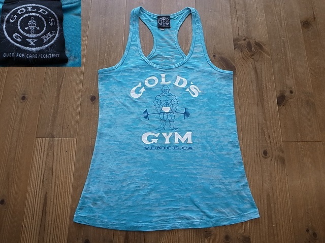 GOLD'S GYM ゴールドジム VENICE CA ヴェニス カリフォルニア 限定 レディース タンクトップ 水色 USA仕入 サイズ M拍卖