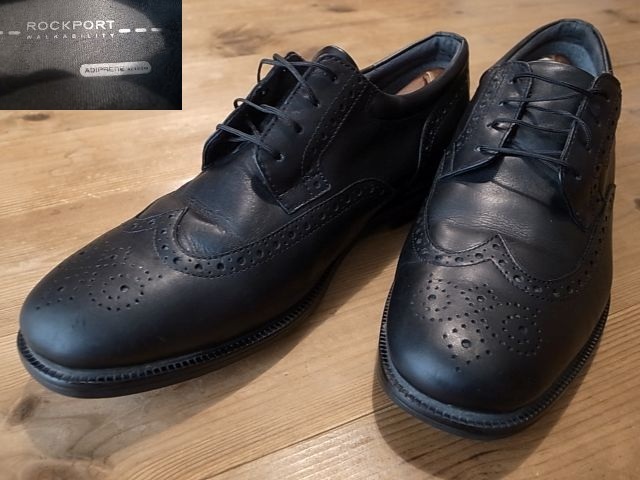 ROCKPORT ロックポート 革靴 黒 ウィングチップ メダリオン レザーシューズ USA仕入 サイズ US10.5M 約 28.5㎝拍卖
