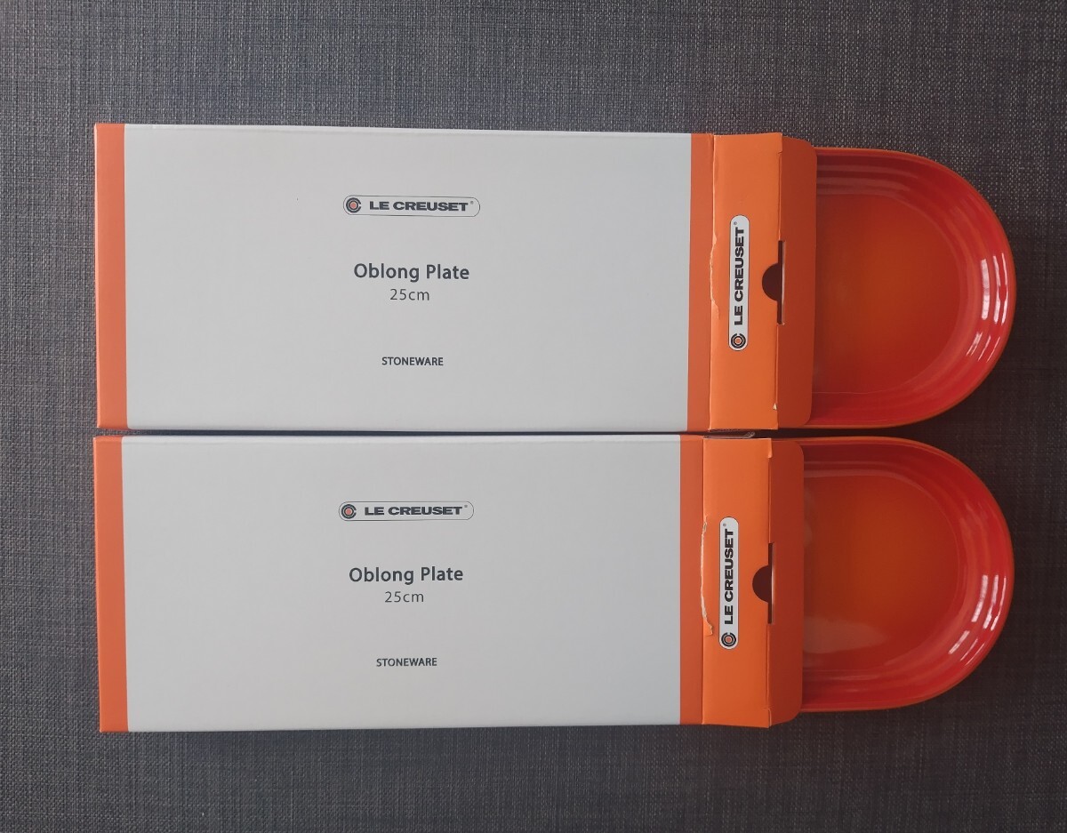 【新品/専用箱付・2枚セット】ル・クルーゼ (Le Creuset) 皿 ネオ・オブロング・プレート 25 cm オレンジ 匿名配送可拍卖