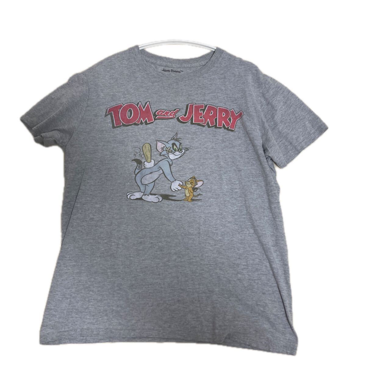 送料無料 TOM and JERRY Tシャツ トムとジェリーTシャツ グレー Mサイズ 90’s 古着 USED MADE IN Honduras 拍卖