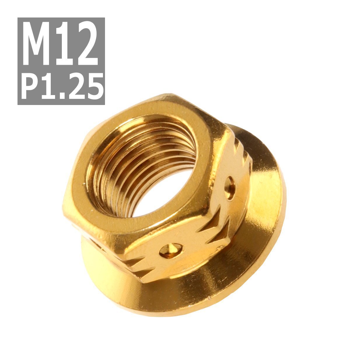 フランジナット M12 P1.25 サイドホール ドレスアップ デザイン ナット ステンレス ゴールド 1個 TF0096拍卖