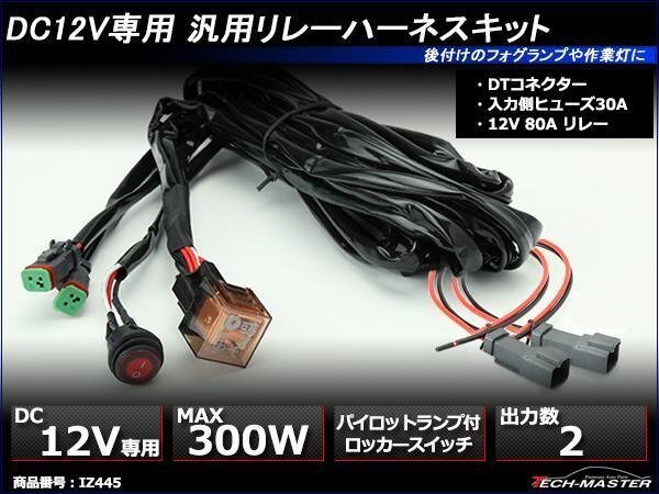 防水スイッチ付 汎用リレーハーネス DTコネクター 防水コネクター 2出力 フォグ 作業灯 ワークライト 取付に 12V300Wまで IZ445拍卖