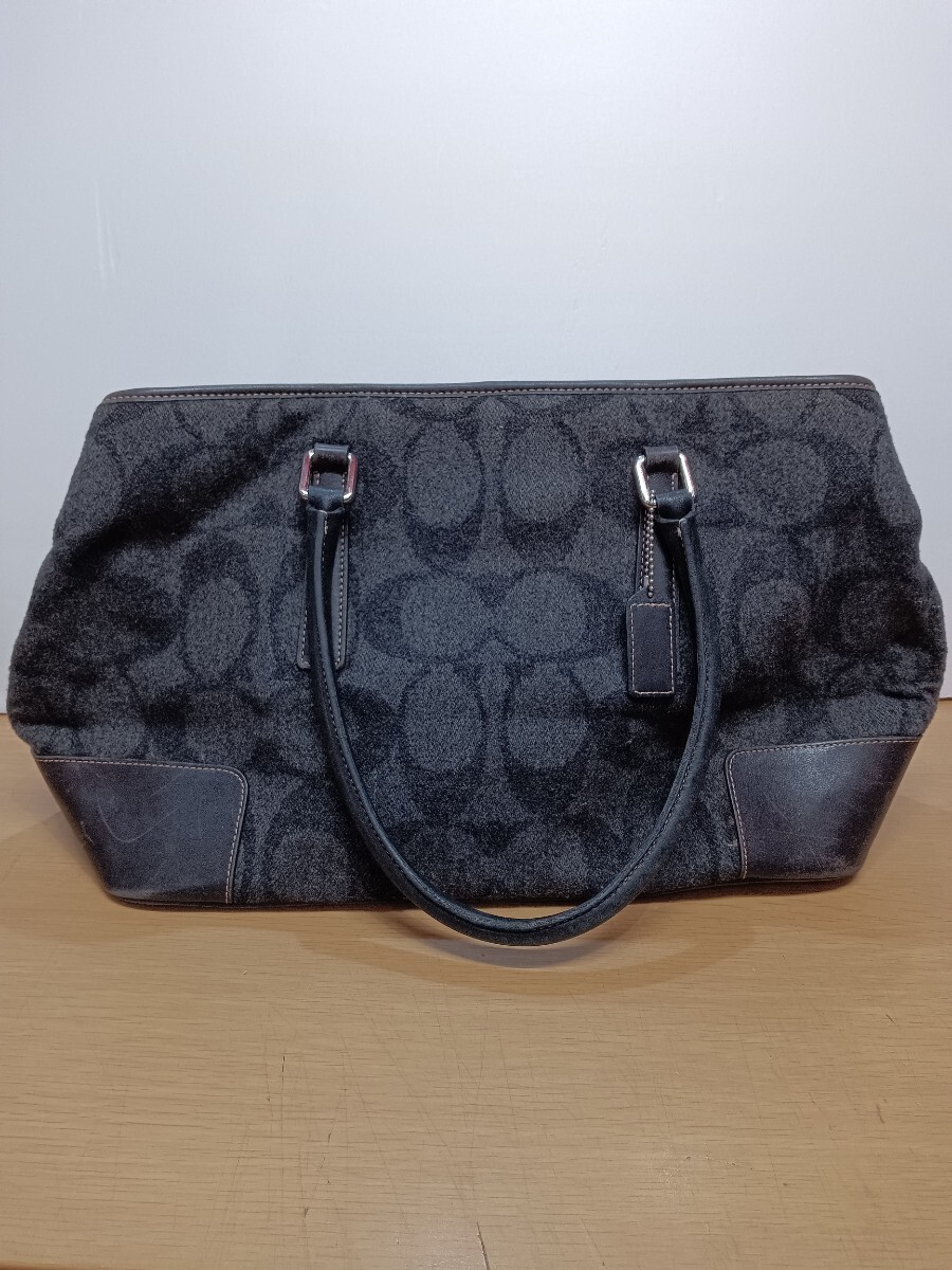 COACH トートバッグ ウール グレー F1J-7721 コーチ used BM0018拍卖