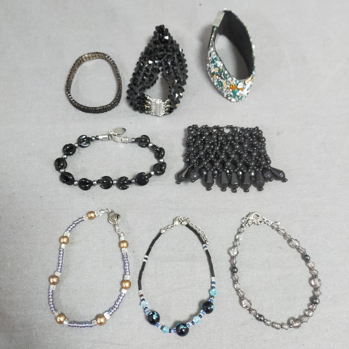 579/3 GJ71755 ヴィンテージ ブレスレット セット おまとめ gona ブラック系 アクセサリー used 総重量約103.38g拍卖