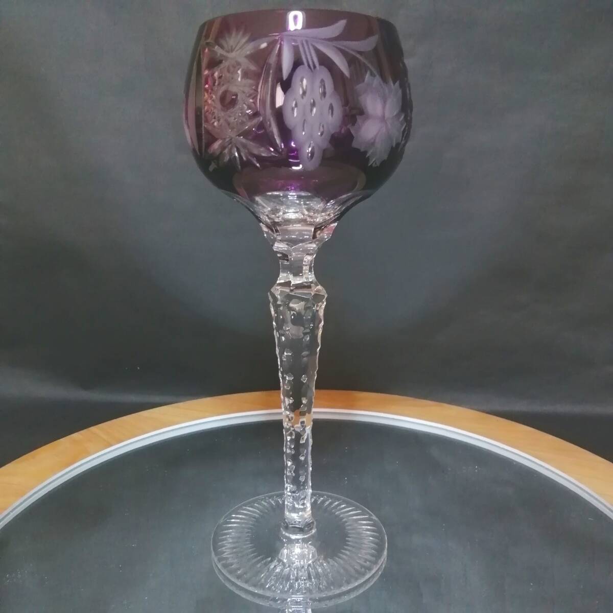 未使用◇自宅保管 カメイ グラス CRYSTAL DONAU 色被せ 紫色 ワイン KAMEY CRYSTAL ボヘミア ※追加出品予定あり拍卖