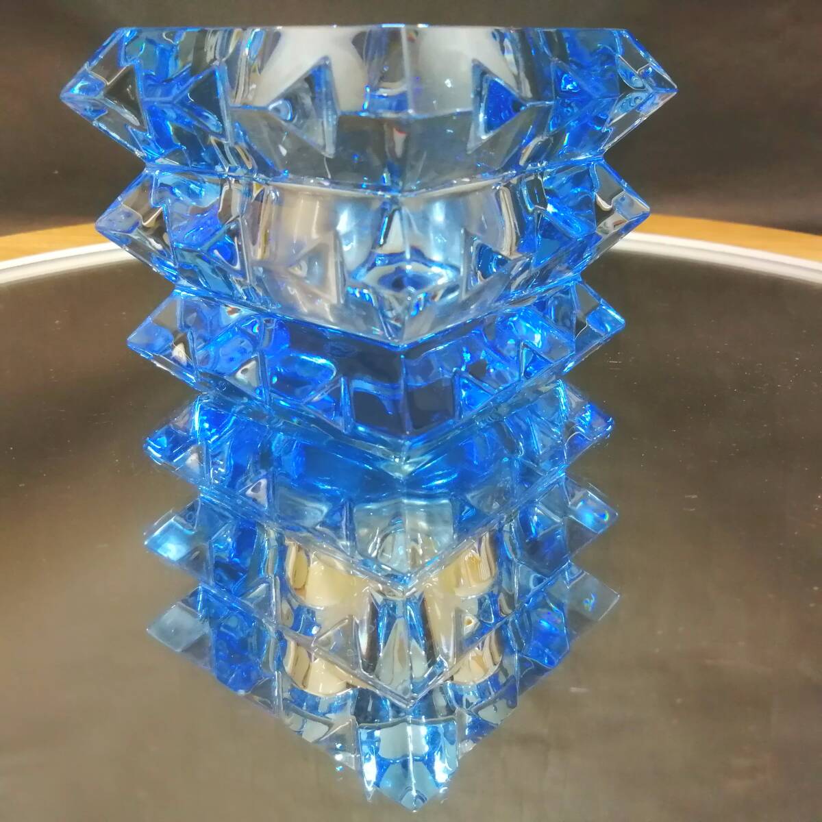 未使用◇自宅保管 バカラ アルルカン キャンドルスタンド ブルー クリスタルグラス BACCARAT 拍卖