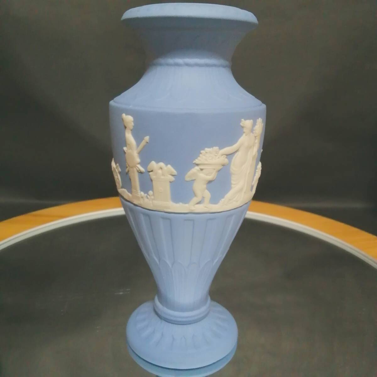 15CM 未使用◇自宅保管 ウェッジウッド ジャスパー ペールブルー 花瓶 WEDGWOOD拍卖