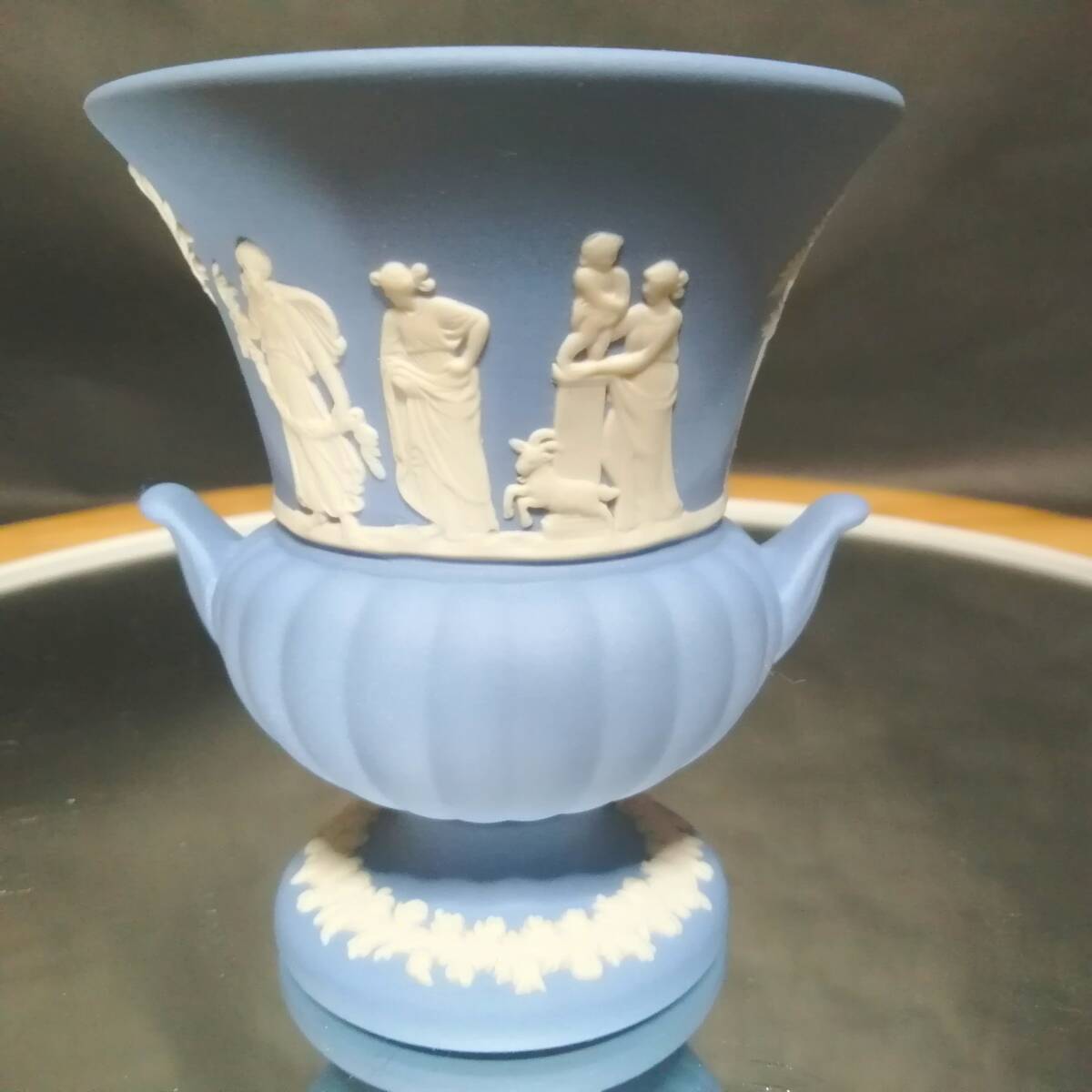 未使用◇自宅保管 ウェッジウッド ジャスパー ペールブルー 花瓶 WEDGWOOD拍卖