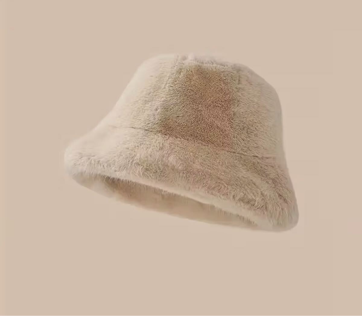 ふわふわバケットハット 軽量で暖かい ファーハット ベージュ拍卖